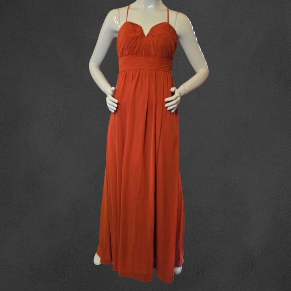 🏷️NWT Paprika Bridesmaid Prom A-Line Sweetheart Neck Chiffon Gown AZAZIE sz A4